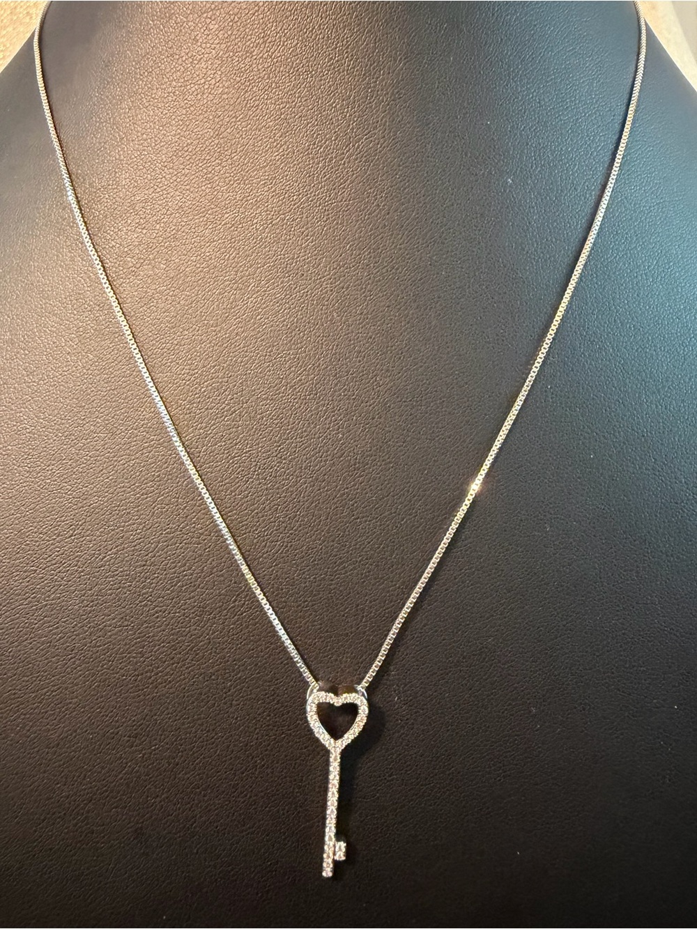 Dainty Heart Key Pendant Necklace in Silver-Tone